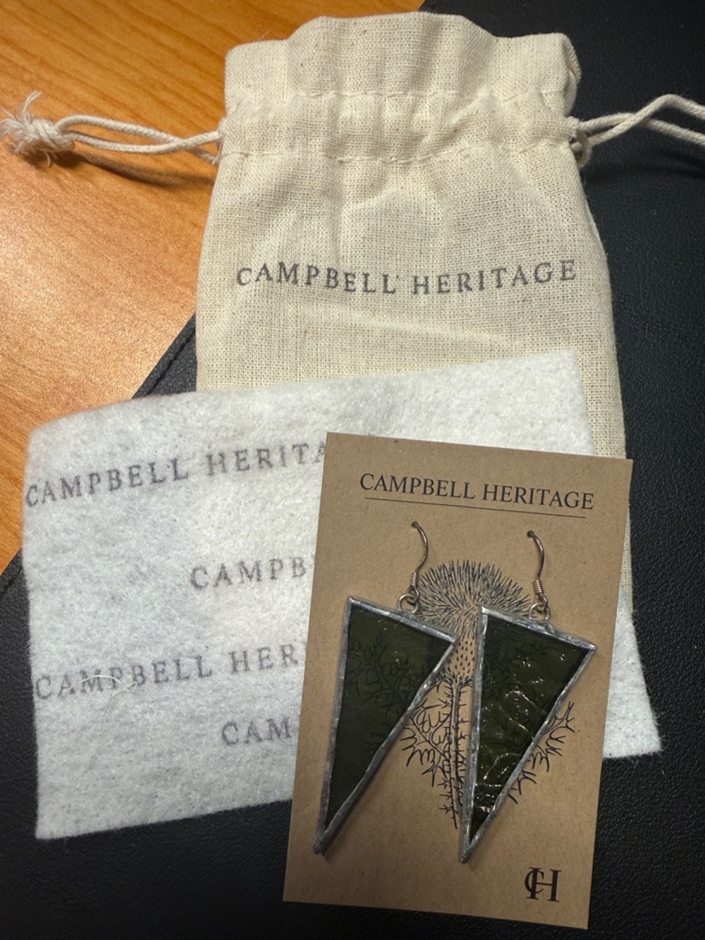 Campbell Heritage Olive Green Triangle Earrings